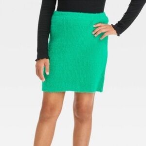 Art Class Girls’ Fuzzy Ribbed Sweater Skirt - Green